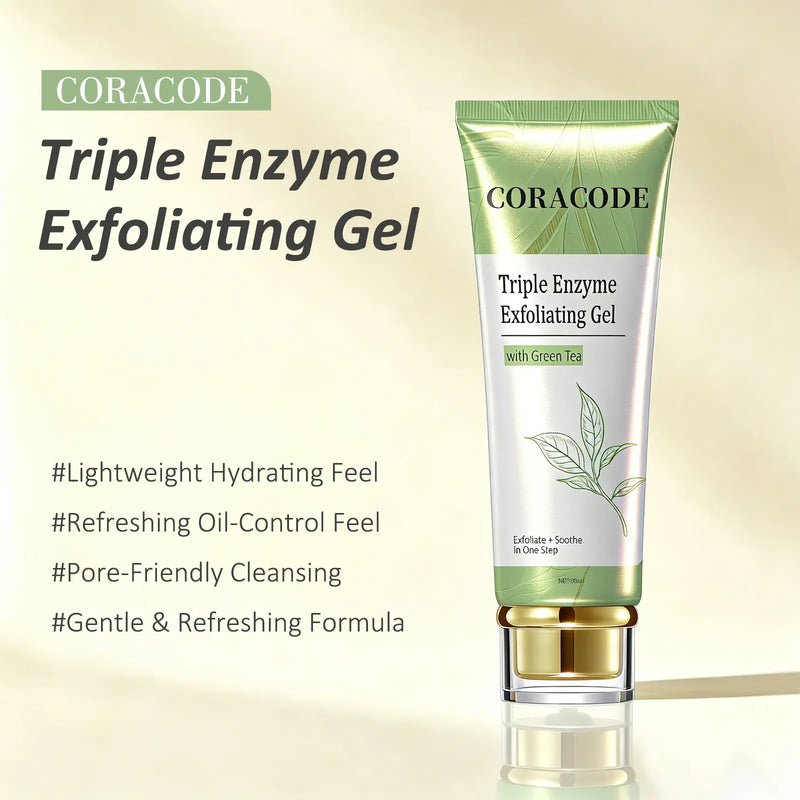 Coracode Triple Enzyme Exfoliating Gel with Green Tea – Buy 1 Get 1 Free | Gentle Exfoliation & Brightening