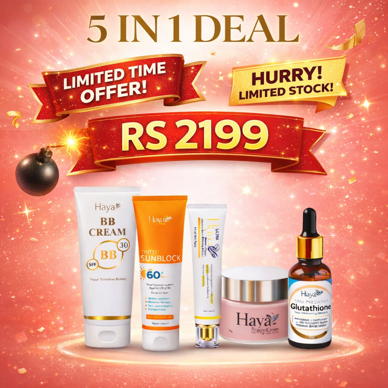 Haya 5 in 1 Deal ✨5 in 1 Beauty Deal – BB Cream, Sunblock, Serum & More | Complete Skincare Bundle