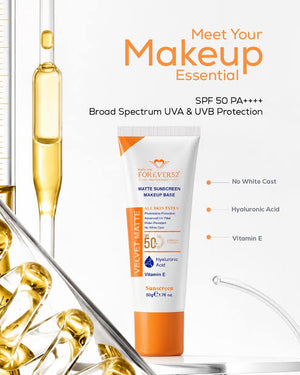 Forever52 Velvet Matte Sunscreen Makeup Base SPF 50 PA+++ | Lightweight Primer & UV Protection (50g)