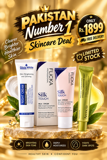 Complete Glow Skin Care Combo – Vitamin C Booster + Silk Touch Milk Cream + Gluta White Night Cream